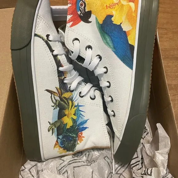 BLANX Women's High-Top Limited-Edition Cotton Sneaker or Tennis Shoe, Iguana,7.5