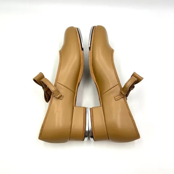 Bloch Big Girls S0352L Caramel Tan Merry Jane Bow Strap Tap Dance Shoes 4.5M