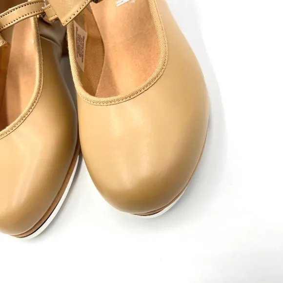 Bloch Big Girls S0352L Caramel Tan Merry Jane Bow Strap Tap Dance Shoes 4.5M