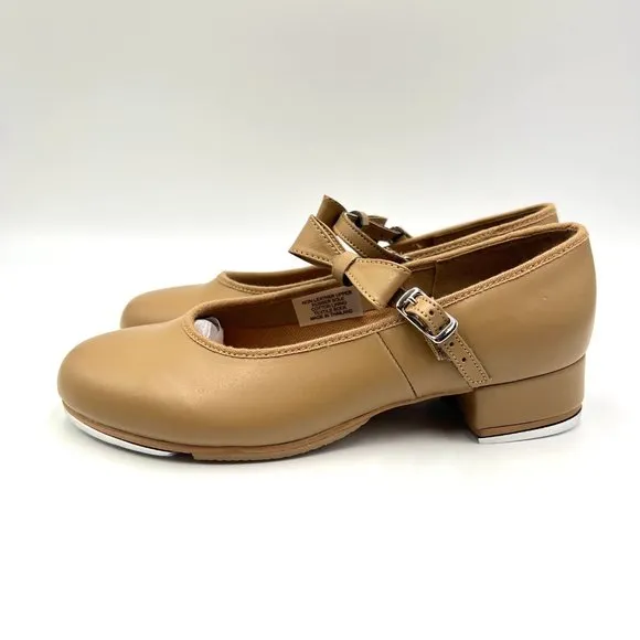 Bloch Big Girls S0352L Caramel Tan Merry Jane Bow Strap Tap Dance Shoes 4.5M