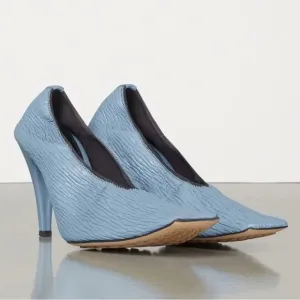 Blue Textured Women's Heels