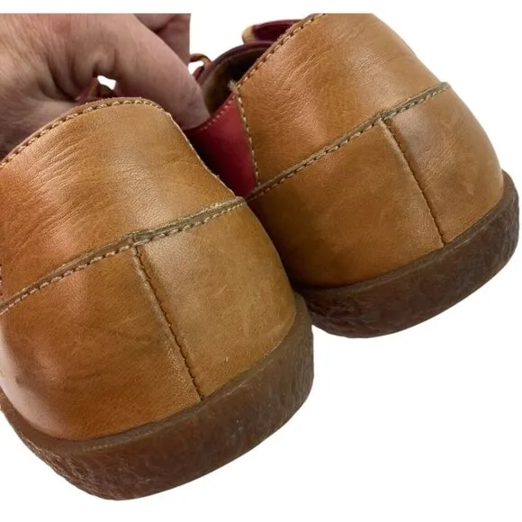 Born Sneaker Shoes Men’s Size 9 Red Tan Leather Lace Cap Toe Comfort Normcore