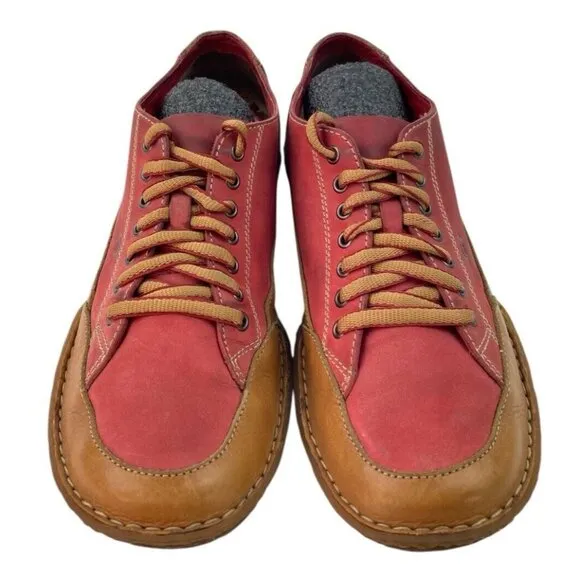 Born Sneaker Shoes Men’s Size 9 Red Tan Leather Lace Cap Toe Comfort Normcore