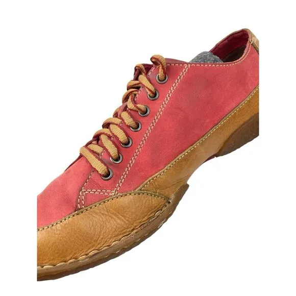 Born Sneaker Shoes Men’s Size 9 Red Tan Leather Lace Cap Toe Comfort Normcore