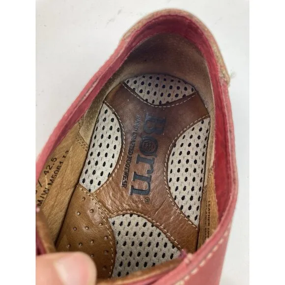 Born Sneaker Shoes Men’s Size 9 Red Tan Leather Lace Cap Toe Comfort Normcore