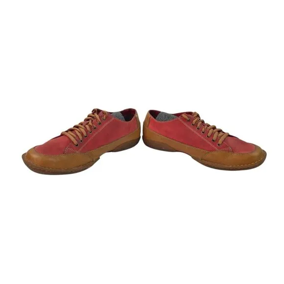 Born Sneaker Shoes Men’s Size 9 Red Tan Leather Lace Cap Toe Comfort Normcore