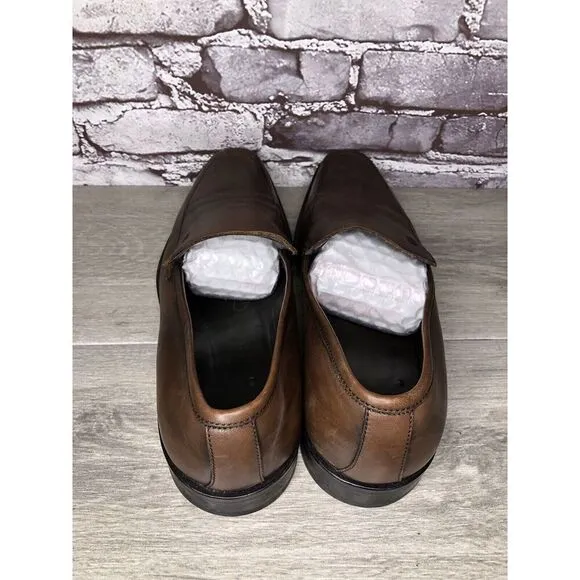 Boss Hugo Boss Brown Leather Square Toe Dress Loafers Shoes Men’s Sz 11M US/44EU