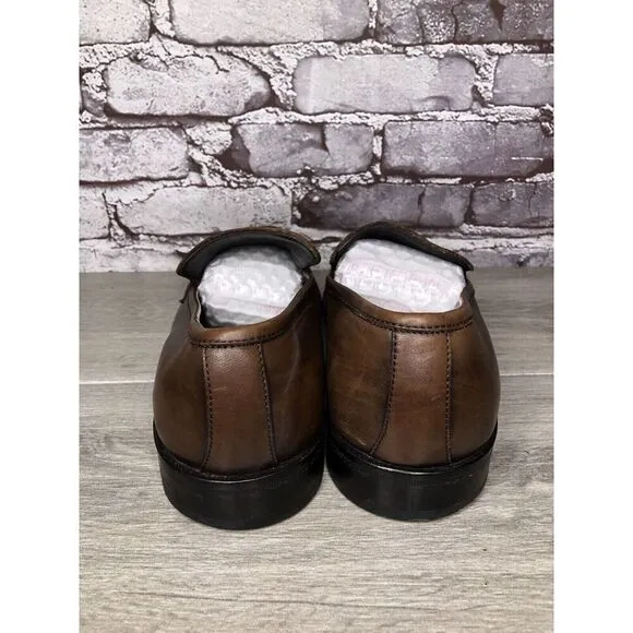 Boss Hugo Boss Brown Leather Square Toe Dress Loafers Shoes Men’s Sz 11M US/44EU