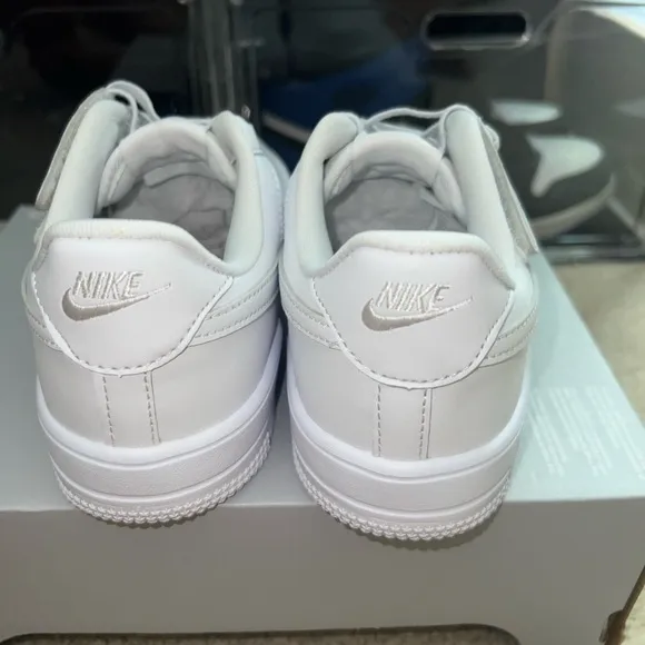 BOYS PRE SCHOOL NIKE FORCE 1 LOW EASYON_WHITE/WHITE-WHITE FN0237-111-SIZE 3