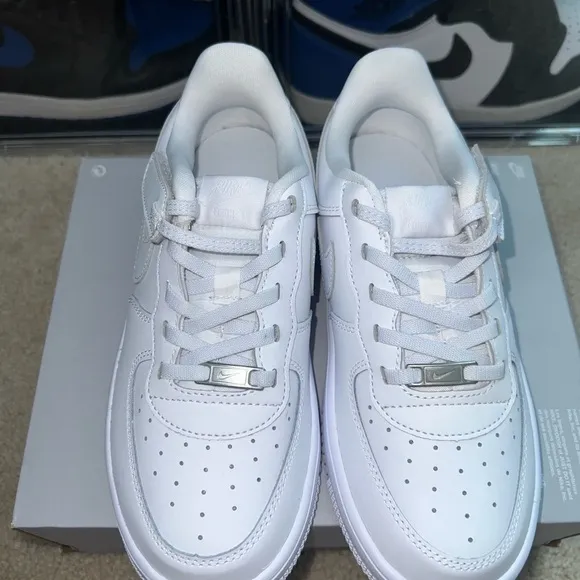 BOYS PRE SCHOOL NIKE FORCE 1 LOW EASYON_WHITE/WHITE-WHITE FN0237-111-SIZE 3
