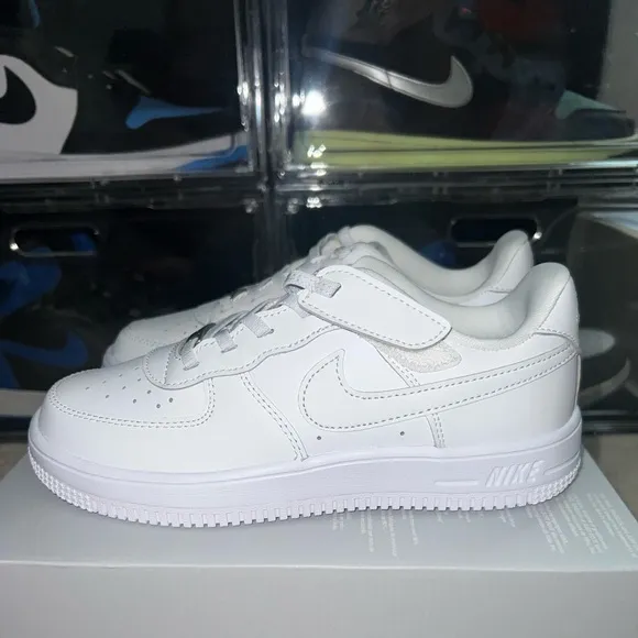 BOYS PRE SCHOOL NIKE FORCE 1 LOW EASYON_WHITE/WHITE-WHITE FN0237-111-SIZE 3