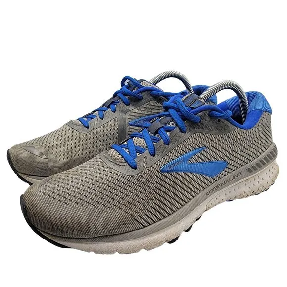 Brooks Adrenaline GTS 20 Mens 9.5 Gray Blue Running Shoes Sneakers 1103071D051
