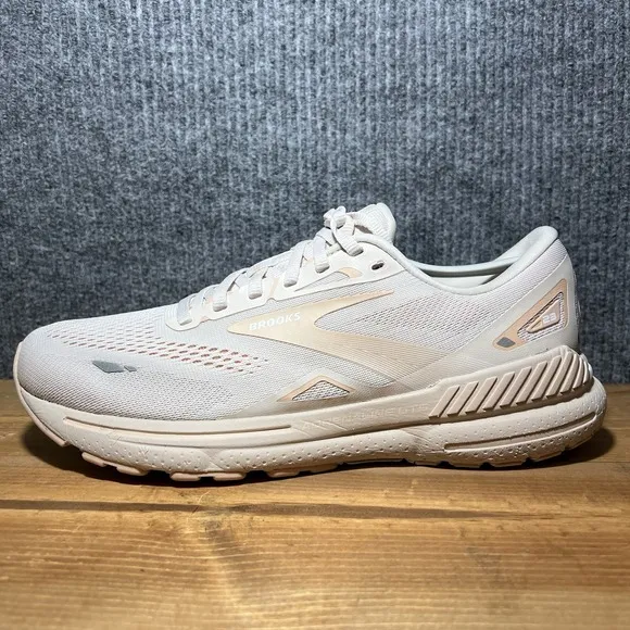 Brooks Adrenaline GTS 23 Womens Size 10.5 Running Shoes Off White 1203811B259