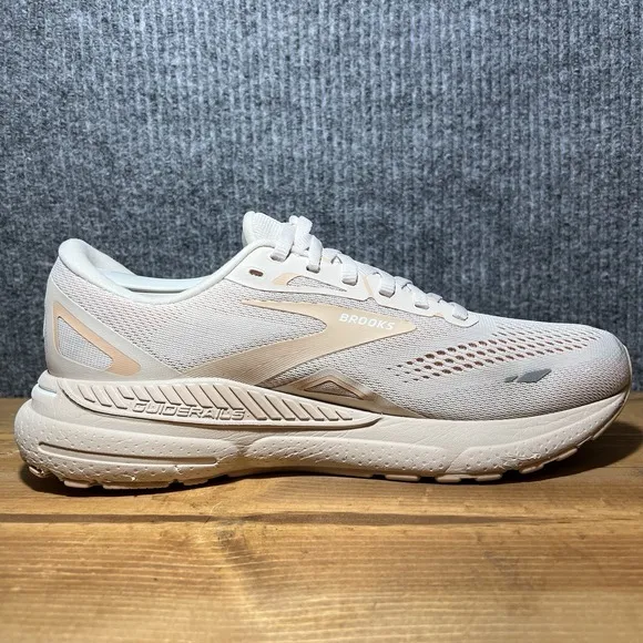 Brooks Adrenaline GTS 23 Womens Size 10.5 Running Shoes Off White 1203811B259