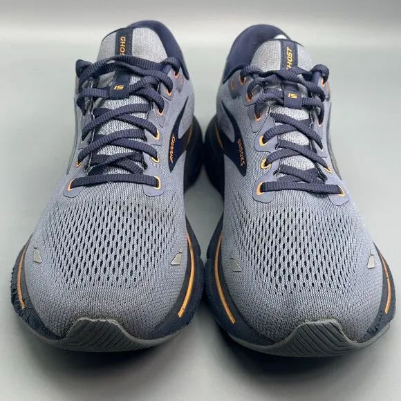 Brooks Ghost 15 Mens 10.5 Flintstone Peacoat Lace-Up Low Top Athletic Sneakers