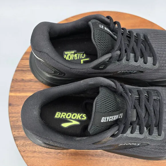 Brooks Glycerin 21 Shoes Men's 10.5 D Black Low Top Running Athletic Sneakers