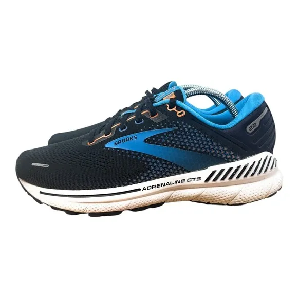Brooks Mens Adrenaline GTS 22 Running Shoes 9 black Sneakers lace reflective
