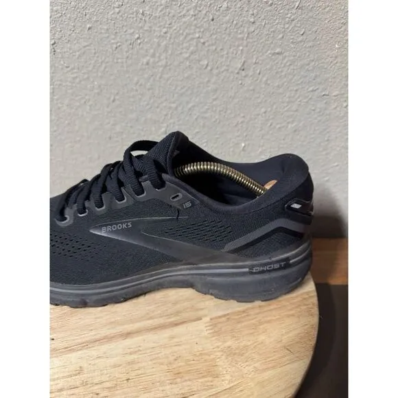 Brooks Men's Ghost 15 Lace Up Running Shoes Black Size:8.5 WIDE (2E) $120‎