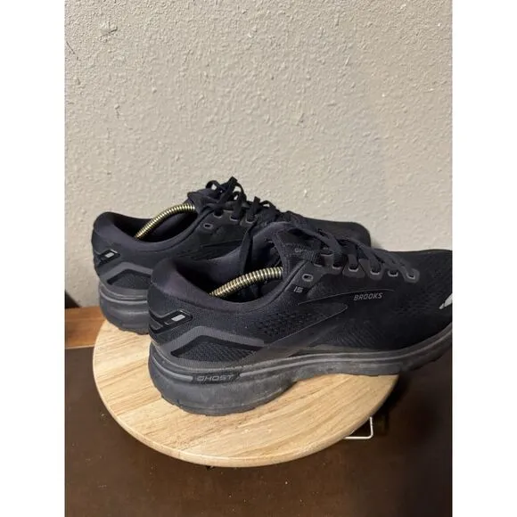 Brooks Men's Ghost 15 Lace Up Running Shoes Black Size:8.5 WIDE (2E) $120‎