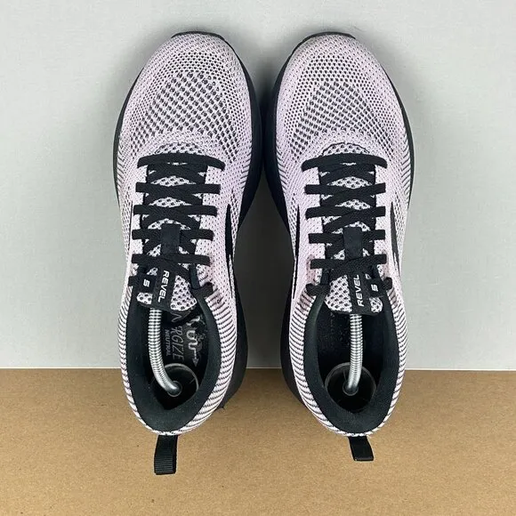 Brooks Revel 5 Athletic Running Shoes Womens 9.5 Lavender Black Low Top Lace Up