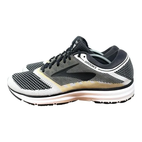 Brooks Revel Men's Sneaker Sz 11.5 Black White Knit Athletic Running 1102601D155