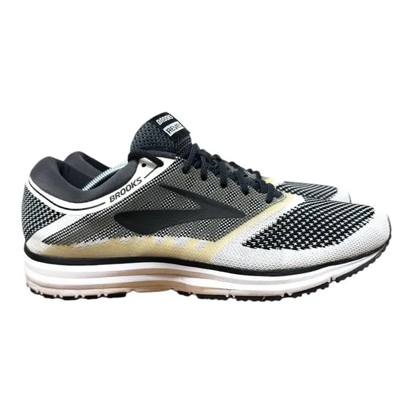 Brooks Revel Men's Sneaker Sz 11.5 Black White Knit Athletic Running 1102601D155