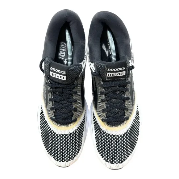 Brooks Revel Men's Sneaker Sz 11.5 Black White Knit Athletic Running 1102601D155