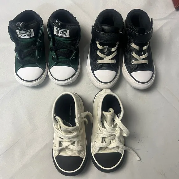 Bundle of Converse All Star High Top Sneakers Canvas Leather Shoes Bundle Size 7