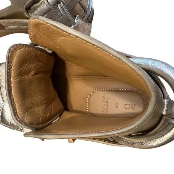 BUSCEMI 100MM Gold Leather High Top Sneakers with Lock Men’s Size 10​​​​…