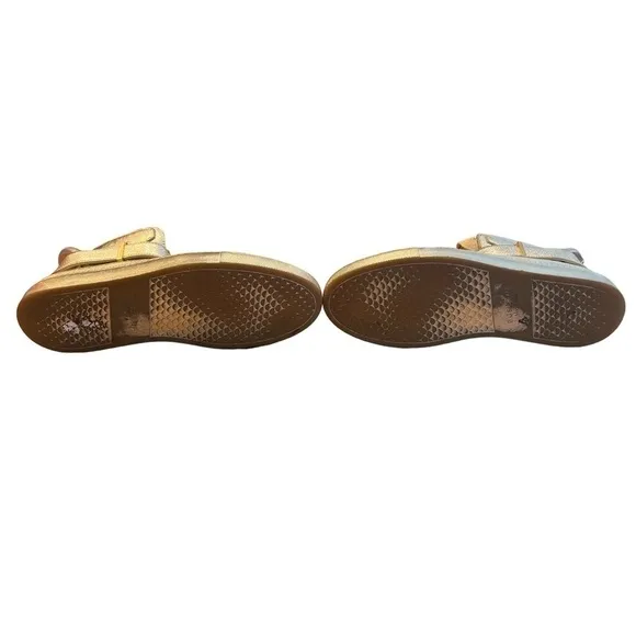 BUSCEMI 100MM Gold Leather High Top Sneakers with Lock Men’s Size 10​​​​…