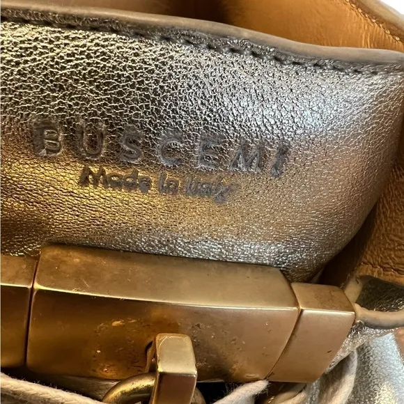 BUSCEMI 100MM Gold Leather High Top Sneakers with Lock Men’s Size 10​​​​…