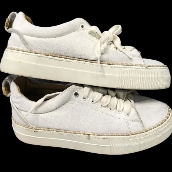 Buscemi Womens White Low Top Round Toe Lace Up Sneaker Shoes Size EU 38