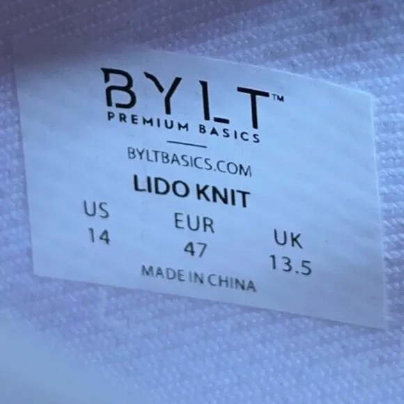 BYLT Lido Knit Shoes Sneakers Low Top Lace Up Comfort‎ White Mens Size 14 New