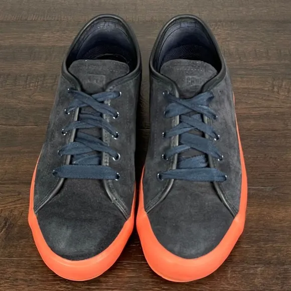 CAMPER Portol Sneakers Mens 41/8 Suede Low-Top Shoes Blue/Coral