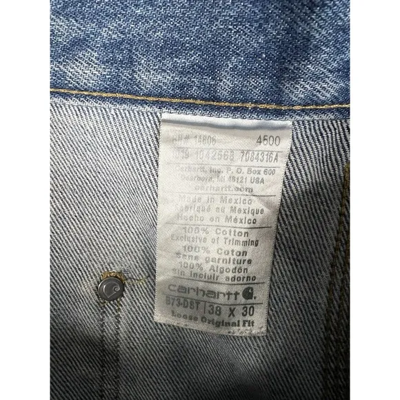 Carhartt B73 DST Double Knee Denim Pants 38x30 Distressed