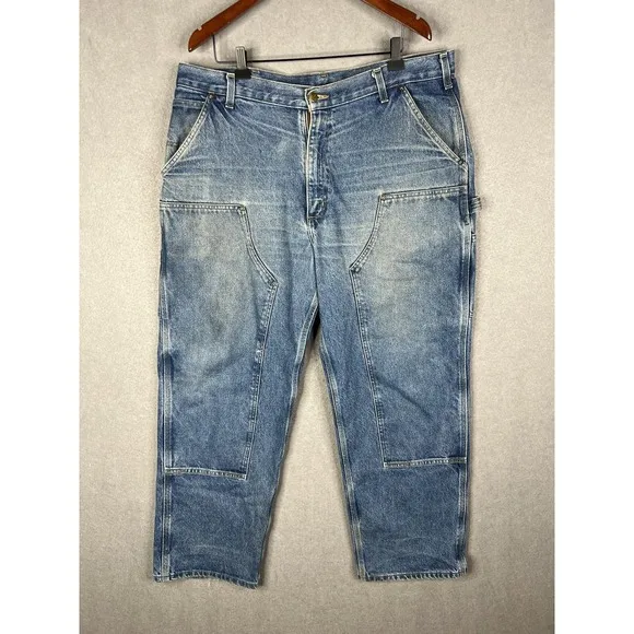 Carhartt B73 DST Double Knee Denim Pants 38x30 Distressed