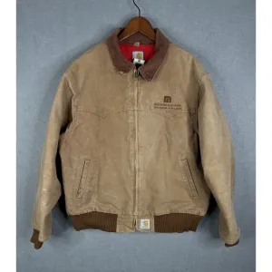 Carhartt Santa Fe Jacket SZ 2XL J13 Brown Quilted Lining USA VTG Embroidered