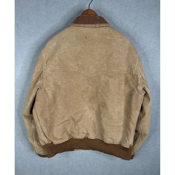 Carhartt Santa Fe Jacket SZ 2XL J13 Brown Quilted Lining USA VTG Embroidered