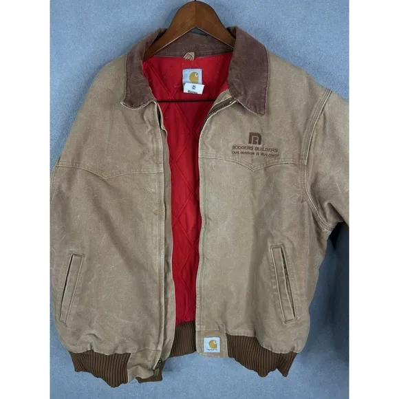 Carhartt Santa Fe Jacket SZ 2XL J13 Brown Quilted Lining USA VTG Embroidered