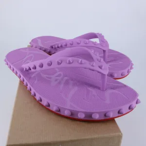 Christian Louboutin 41 Super Loubi Flip Donna Peony Spike Purple Flip Flops E841