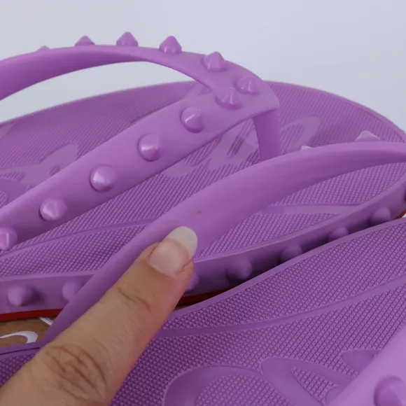 Christian Louboutin 41 Super Loubi Flip Donna Peony Spike Purple Flip Flops E841