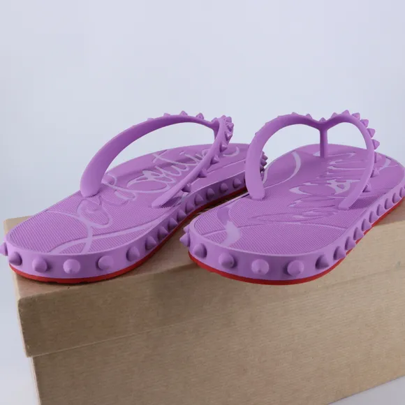 Christian Louboutin 41 Super Loubi Flip Donna Peony Spike Purple Flip Flops E841