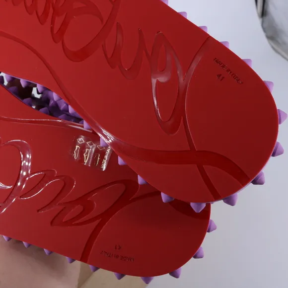 Christian Louboutin 41 Super Loubi Flip Donna Peony Spike Purple Flip Flops E841