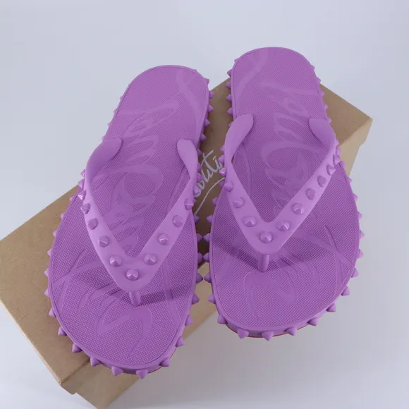 Christian Louboutin 41 Super Loubi Flip Donna Peony Spike Purple Flip Flops E841