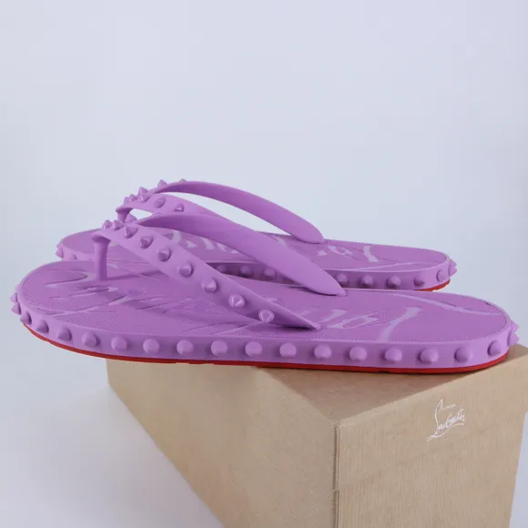 Christian Louboutin 41 Super Loubi Flip Donna Peony Spike Purple Flip Flops E841