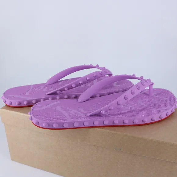 Christian Louboutin 41 Super Loubi Flip Donna Peony Spike Purple Flip Flops E841