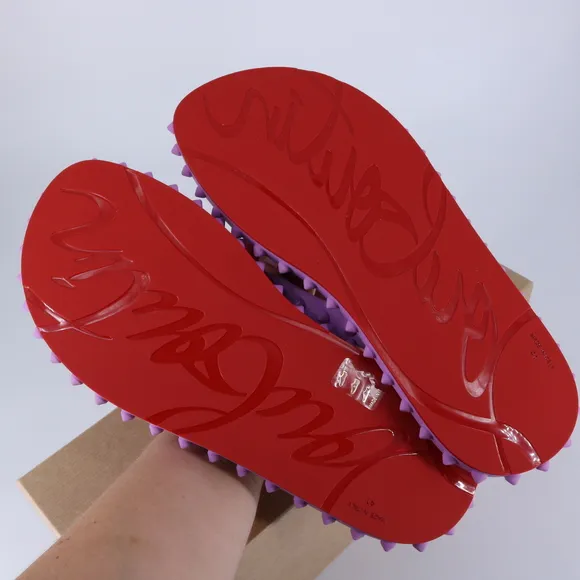 Christian Louboutin 41 Super Loubi Flip Donna Peony Spike Purple Flip Flops E841