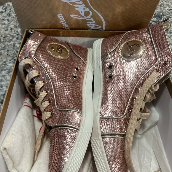 Christian Louboutin - Bip Bip Orlato Flat Paill Sirene Hi-Top Womens Shoes 8.5