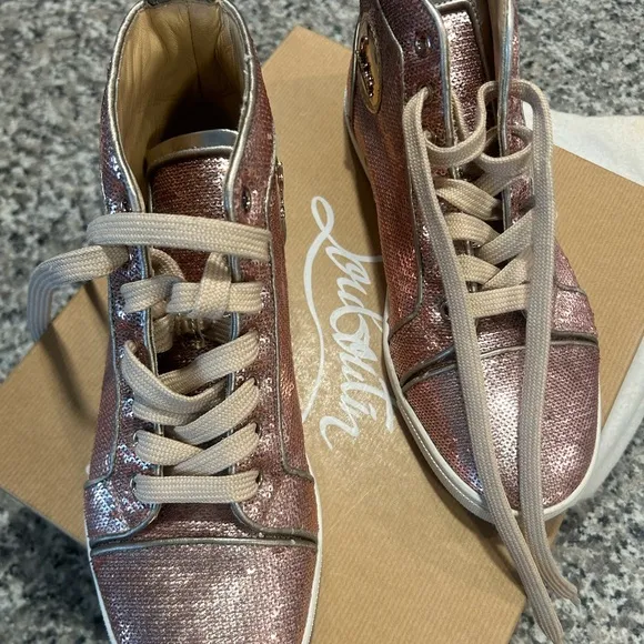 Christian Louboutin - Bip Bip Orlato Flat Paill Sirene Hi-Top Womens Shoes 8.5