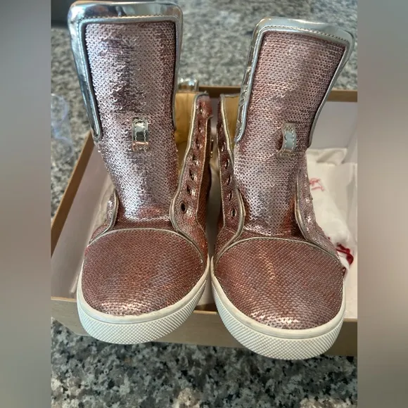 Christian Louboutin - Bip Bip Orlato Flat Paill Sirene Hi-Top Womens Shoes 8.5